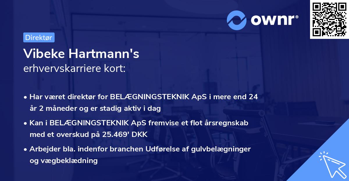 Vibeke Hartmann's erhvervskarriere kort