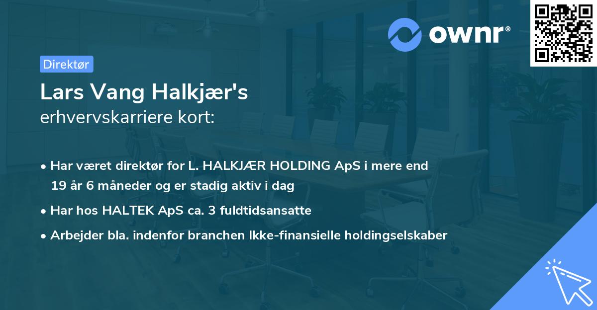 Lars Vang Halkjær's erhvervskarriere kort