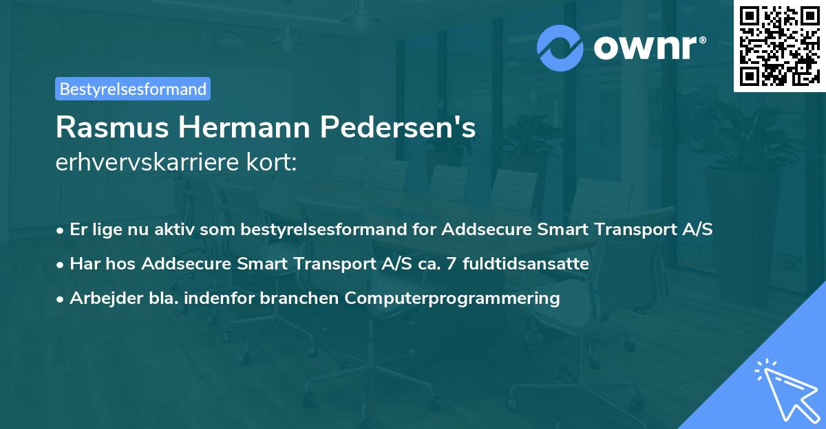 Rasmus Hermann Pedersen's erhvervskarriere kort