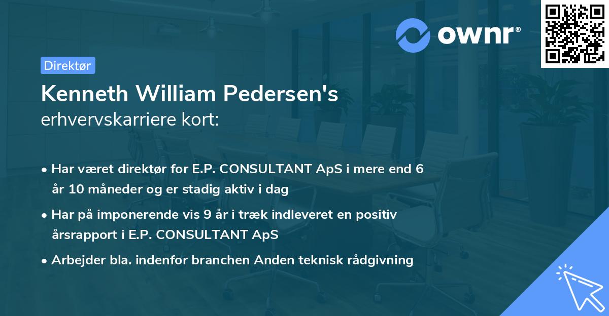 Kenneth William Pedersen's erhvervskarriere kort