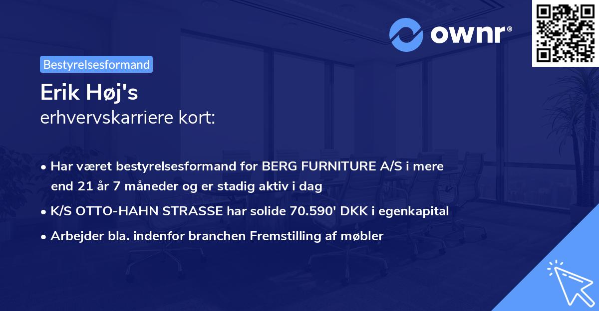 Erik Høj's erhvervskarriere kort