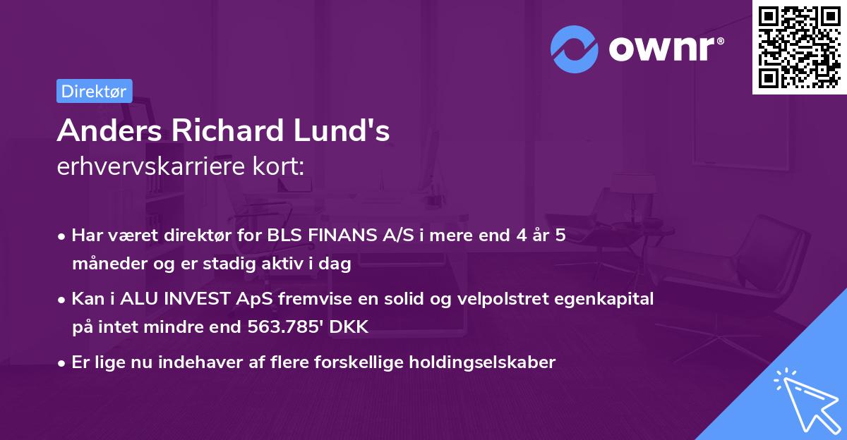 Anders Richard Lund's erhvervskarriere kort