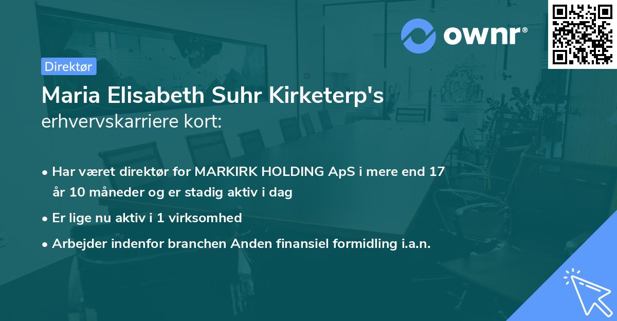 Maria Elisabeth Suhr Kirketerp's erhvervskarriere kort