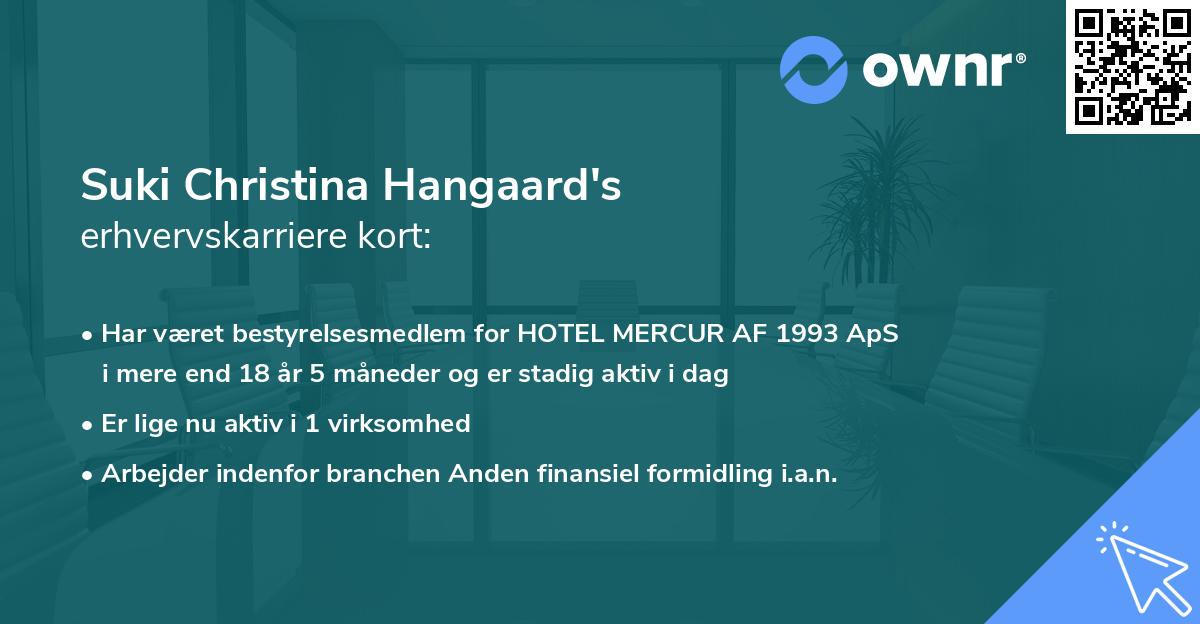 Suki Christina Hangaard's erhvervskarriere kort