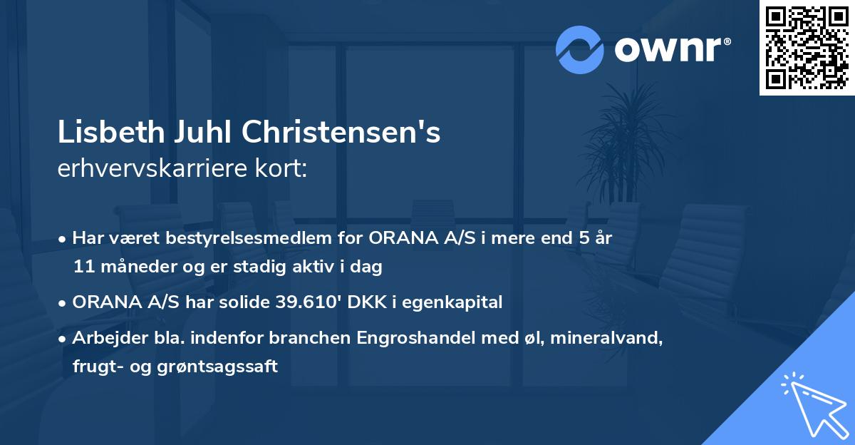 Lisbeth Juhl Christensen's erhvervskarriere kort