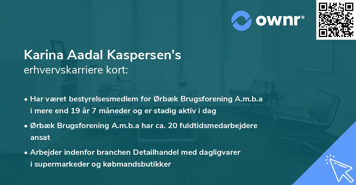 Karina Aadal Kaspersen's erhvervskarriere kort