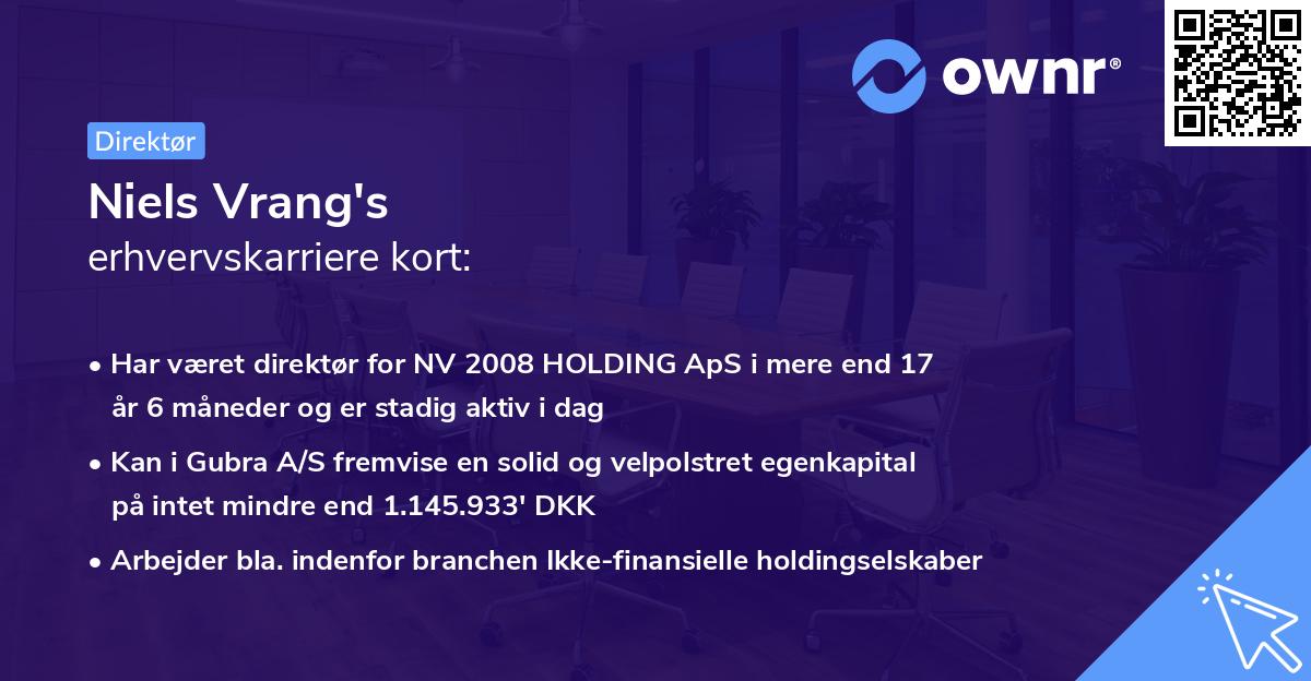 Niels Vrang's erhvervskarriere kort
