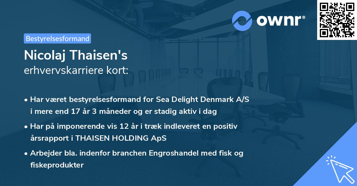 Nicolaj Thaisen's erhvervskarriere kort
