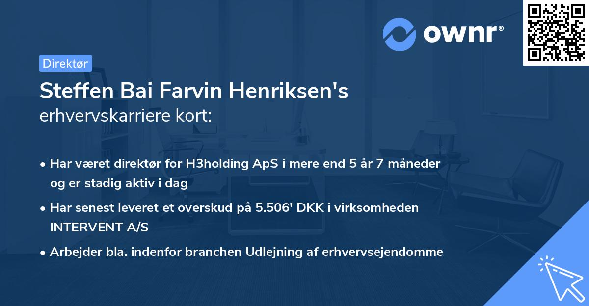 Steffen Bai Farvin Henriksen's erhvervskarriere kort