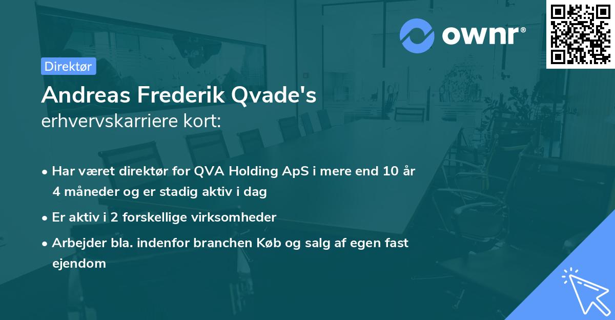 Andreas Frederik Qvade's erhvervskarriere kort