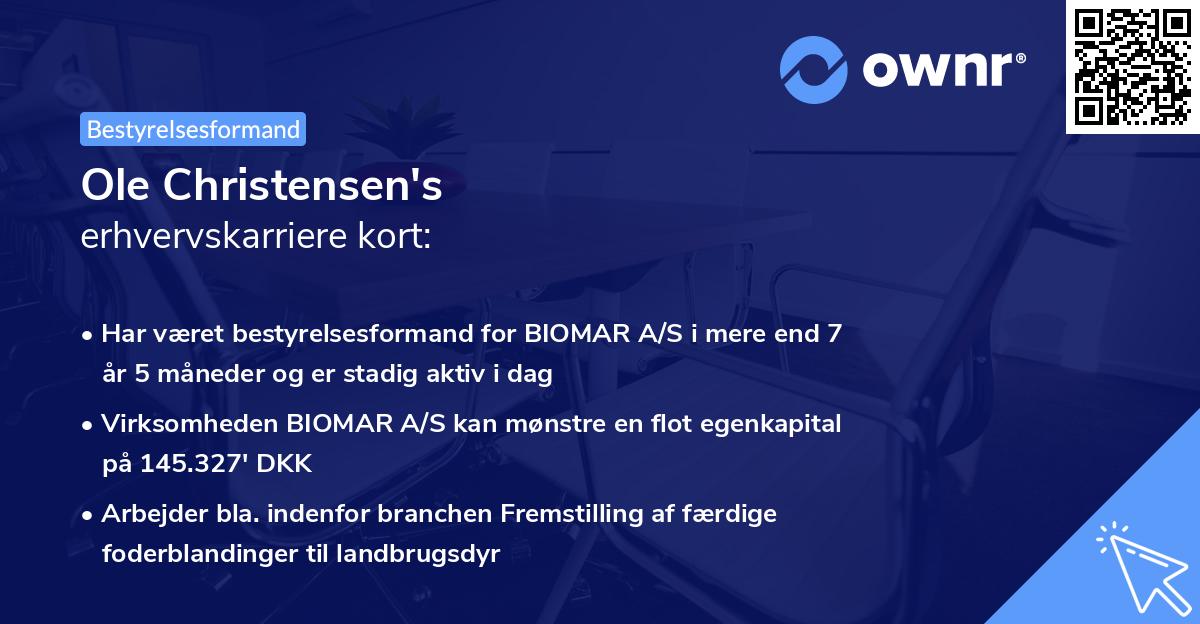 Ole Christensen's erhvervskarriere kort