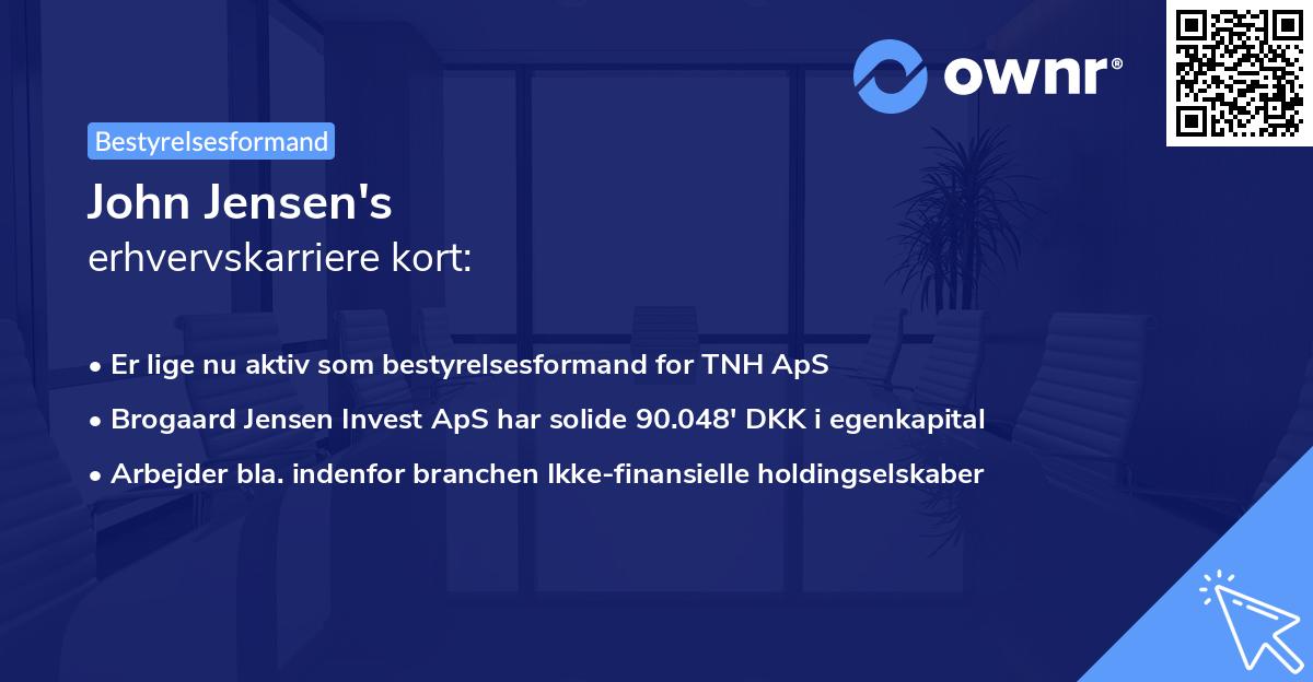 John Jensen's erhvervskarriere kort