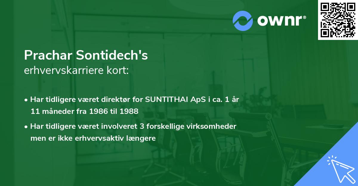 Prachar Sontidech's erhvervskarriere kort