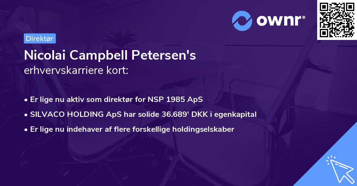 Nicolai Campbell Petersen's erhvervskarriere kort