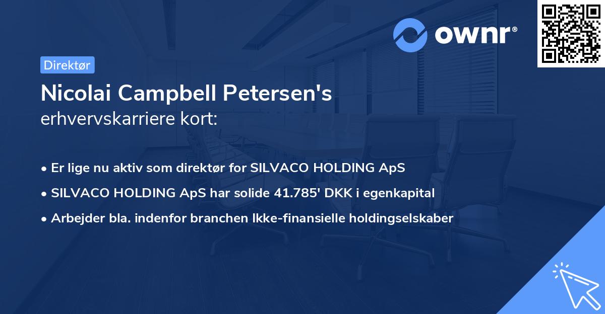Nicolai Campbell Petersen's erhvervskarriere kort