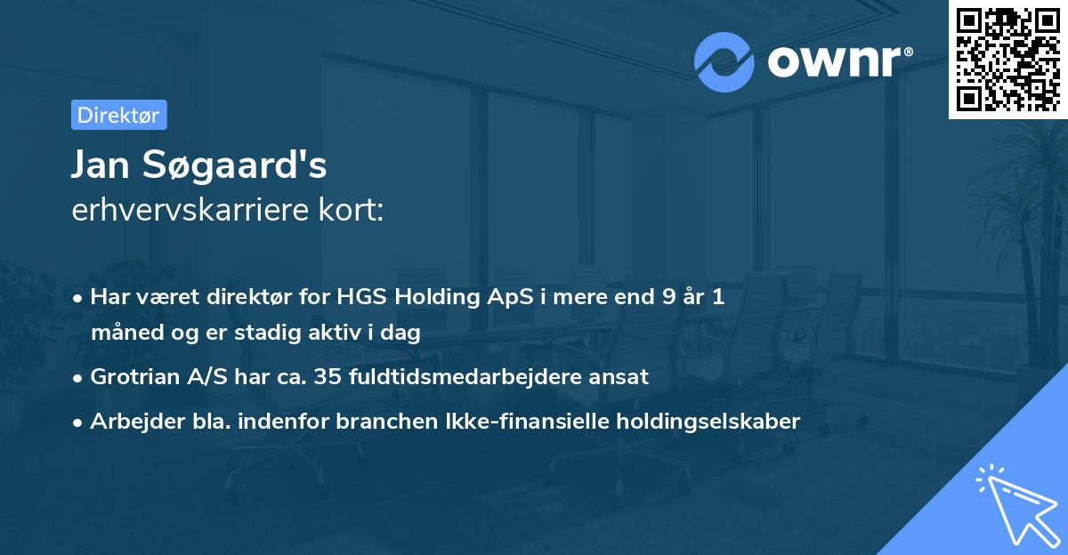 Jan Søgaard's erhvervskarriere kort