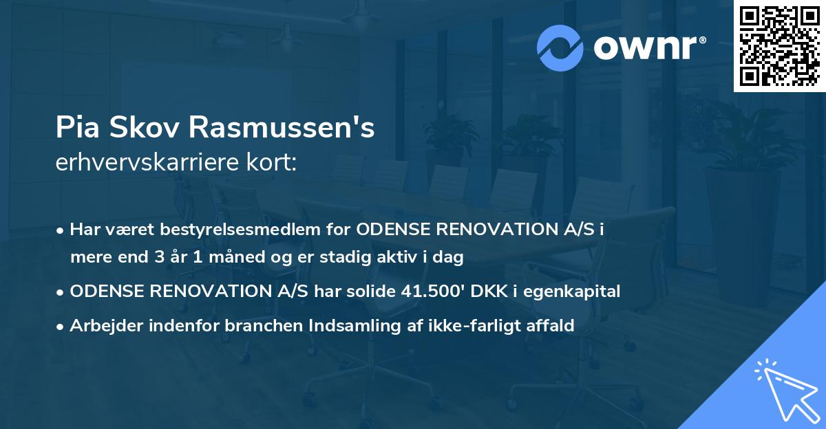 Pia Skov Rasmussen's erhvervskarriere kort