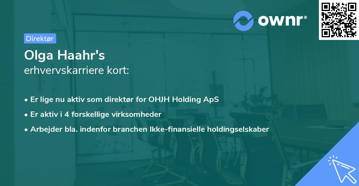Olga Haahr's erhvervskarriere kort