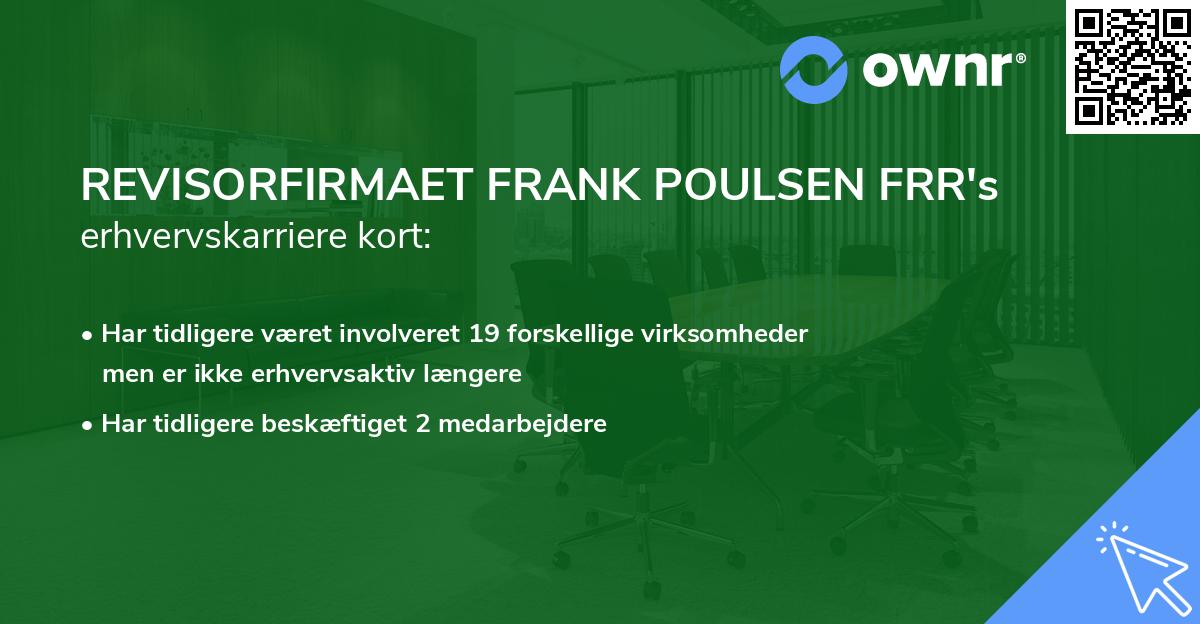 REVISORFIRMAET FRANK POULSEN FRR's erhvervskarriere kort