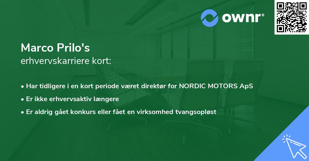 Marco Prilo's erhvervskarriere kort