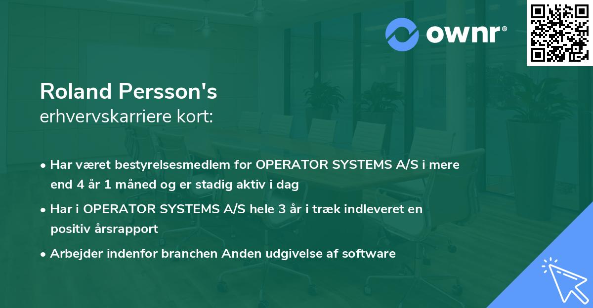 Roland Persson's erhvervskarriere kort