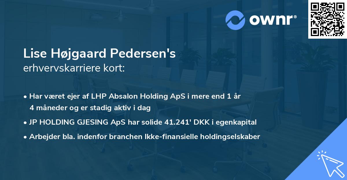 Lise Højgaard Pedersen's erhvervskarriere kort