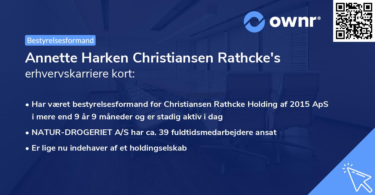 Annette Harken Christiansen Rathcke's erhvervskarriere kort