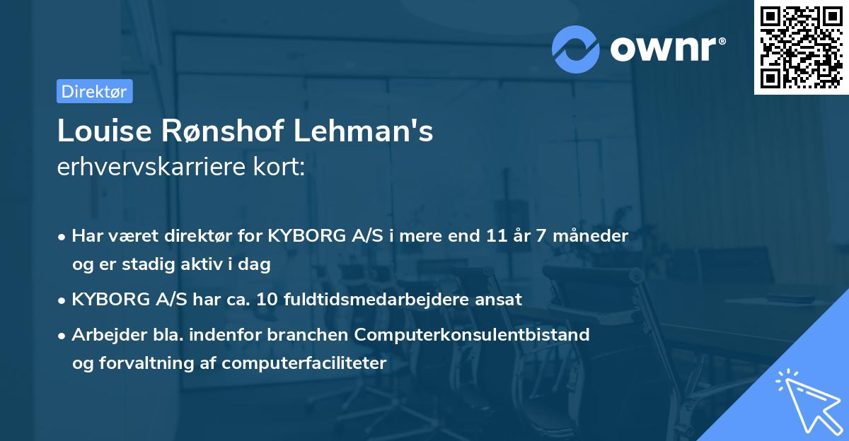 Louise Rønshof Lehman's erhvervskarriere kort