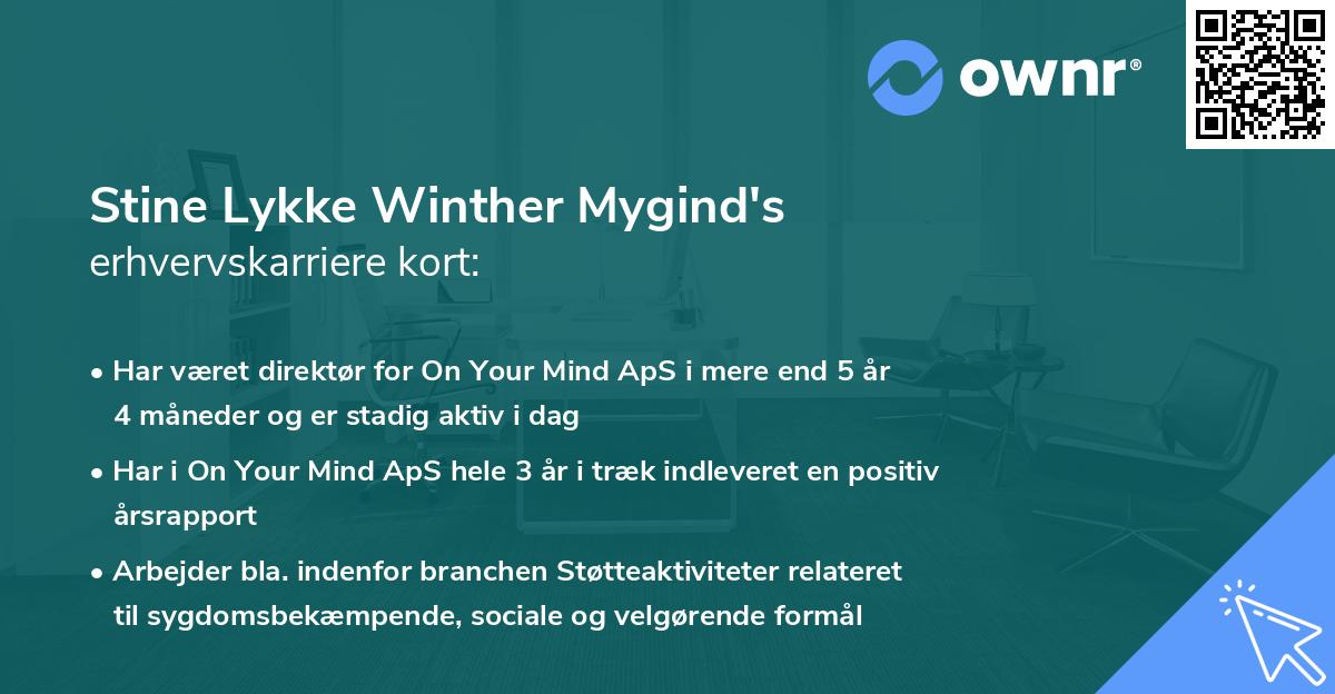 Stine Lykke Winther Mygind's erhvervskarriere kort