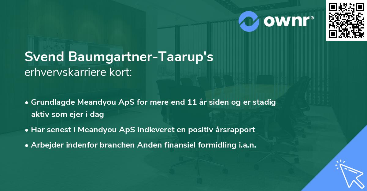 Svend Baumgartner-Taarup's erhvervskarriere kort
