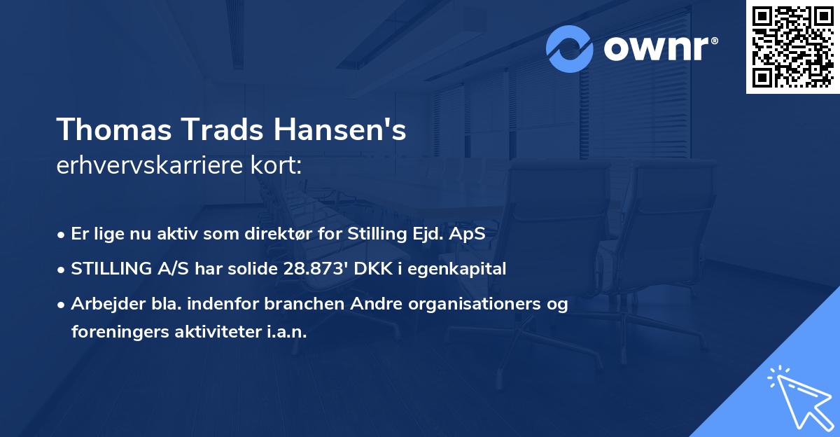Thomas Trads Hansen's erhvervskarriere kort