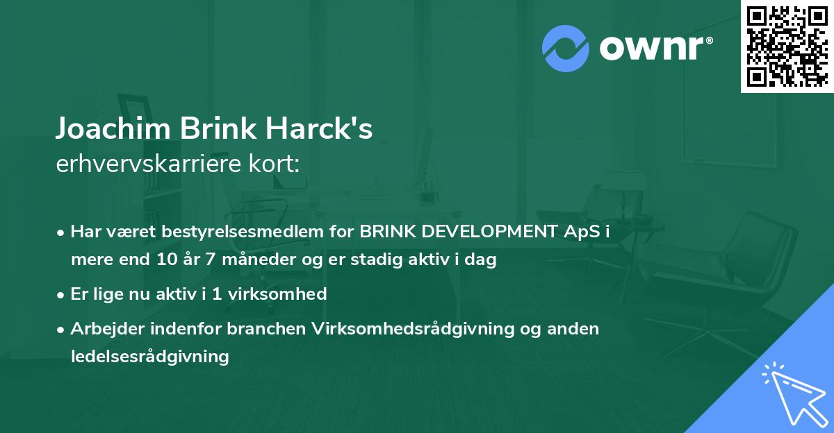 Joachim Brink Harck's erhvervskarriere kort