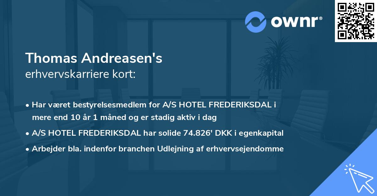 Thomas Andreasen's erhvervskarriere kort