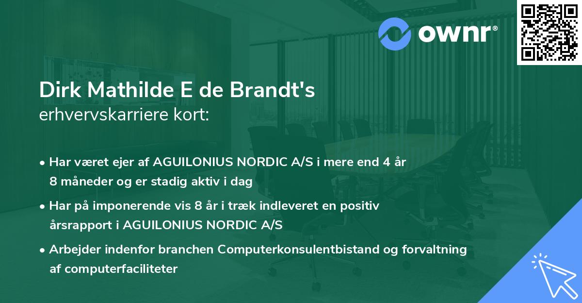 Dirk Mathilde E de Brandt's erhvervskarriere kort