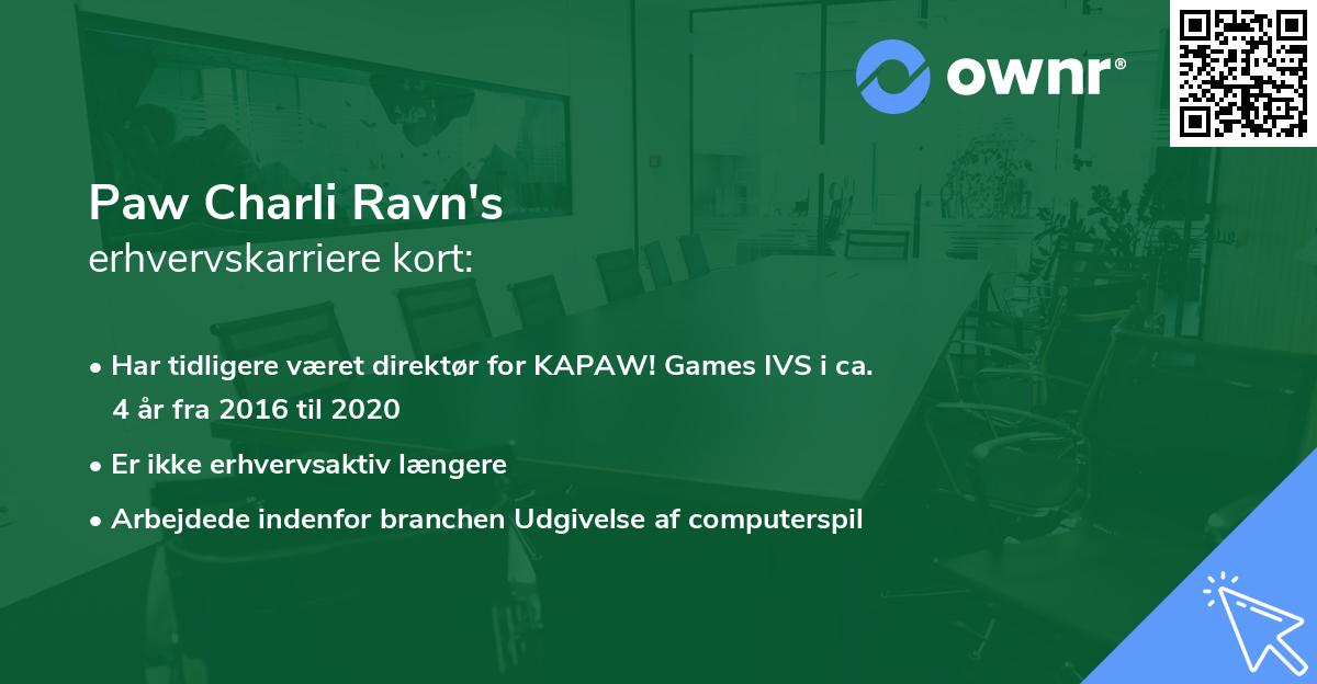 Paw Charli Ravn's erhvervskarriere kort