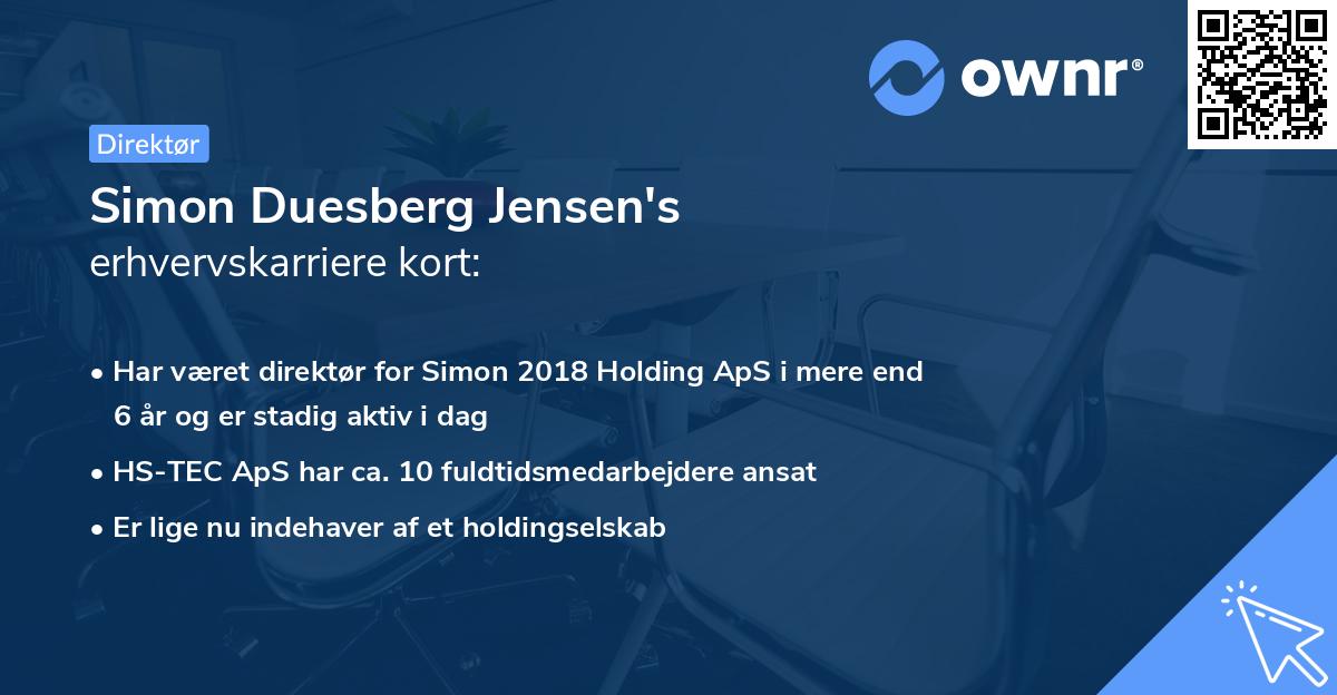 Simon Duesberg Jensen's erhvervskarriere kort