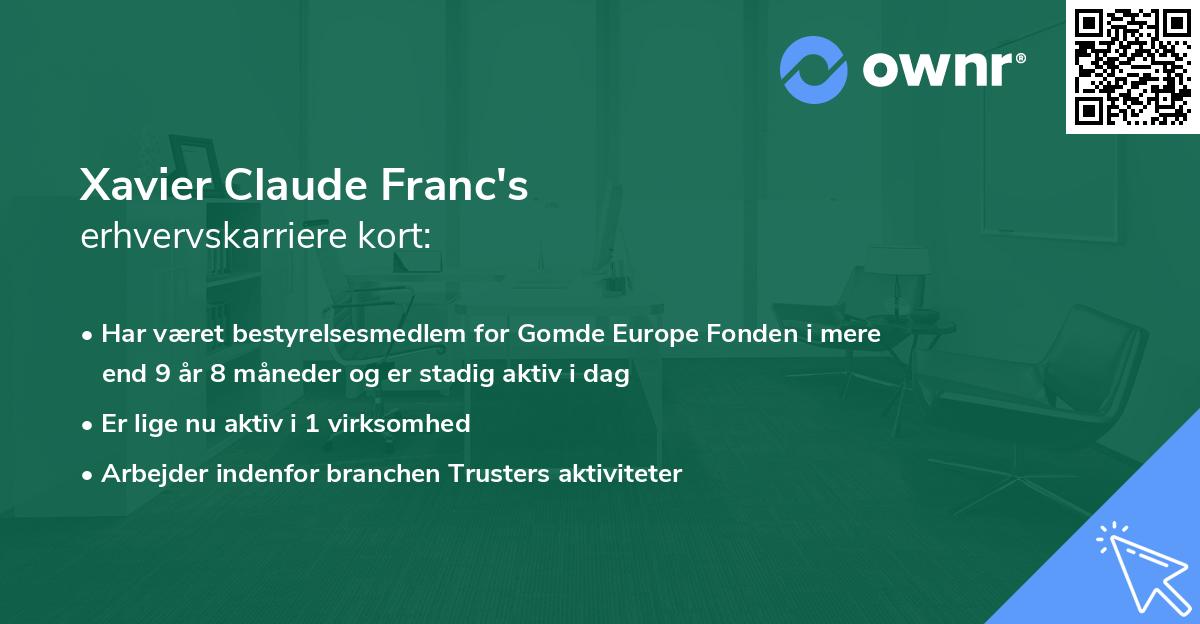 Xavier Claude Franc's erhvervskarriere kort