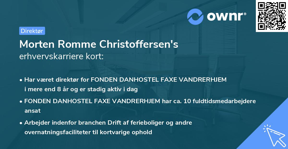 Morten Romme Christoffersen's erhvervskarriere kort