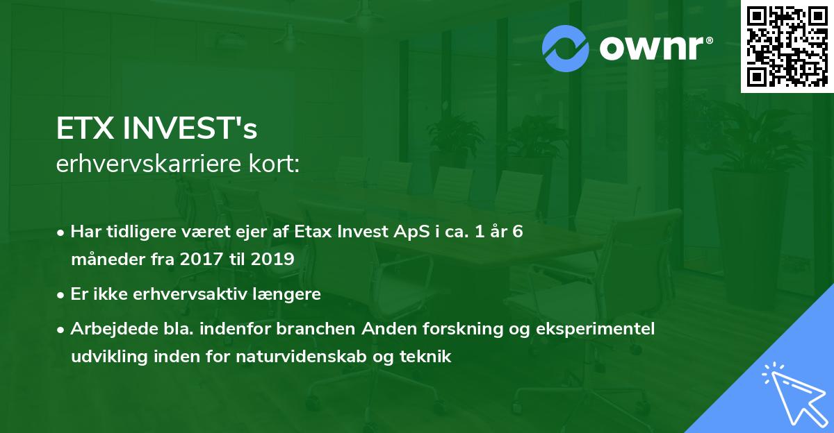 ETX INVEST's erhvervskarriere kort
