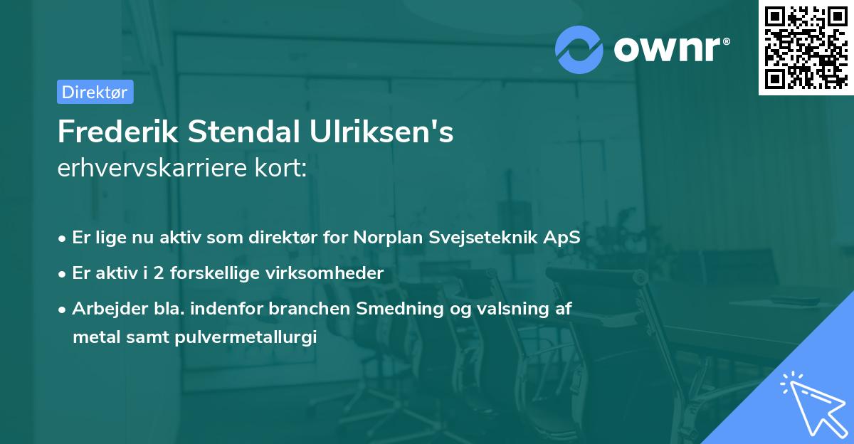 Frederik Stendal Ulriksen's erhvervskarriere kort