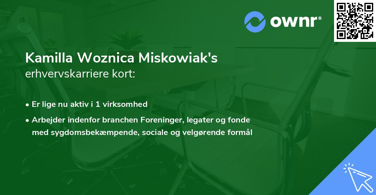 Kamilla Woznica Miskowiak's erhvervskarriere kort