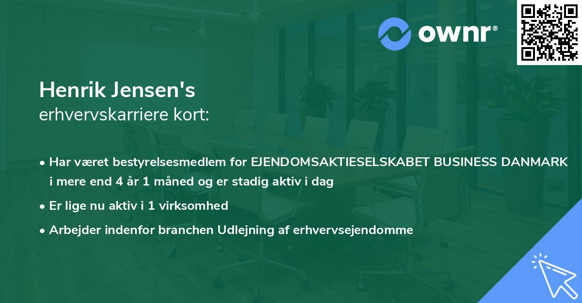 Henrik Jensen's erhvervskarriere kort