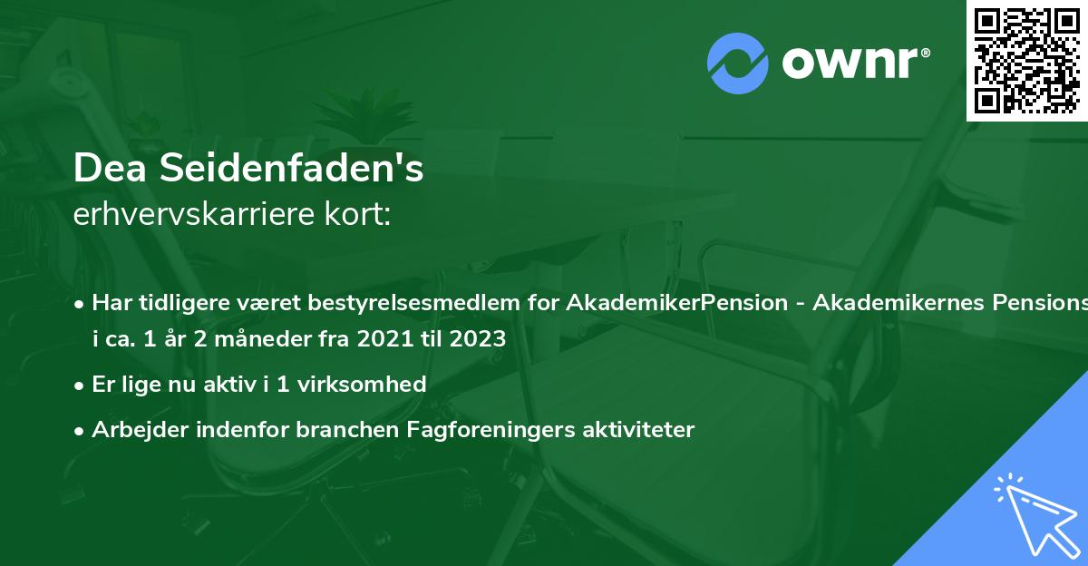 Dea Seidenfaden's erhvervskarriere kort