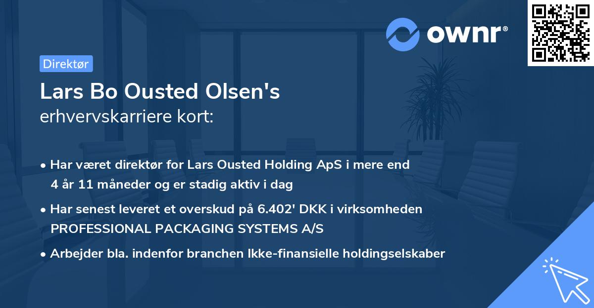 Lars Bo Ousted Olsen's erhvervskarriere kort