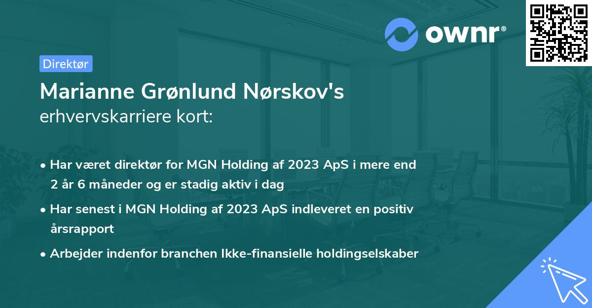 Marianne Grønlund Nørskov's erhvervskarriere kort