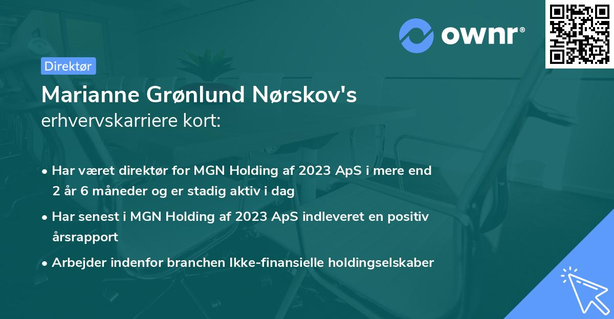 Marianne Grønlund Nørskov's erhvervskarriere kort