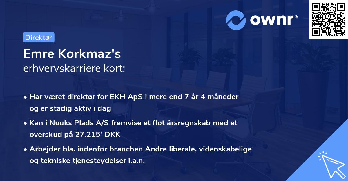 Emre Korkmaz's erhvervskarriere kort