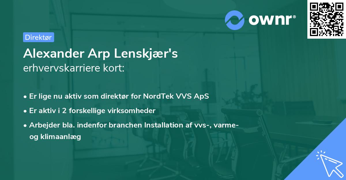 Alexander Arp Lenskjær's erhvervskarriere kort