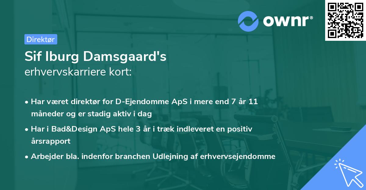 Sif Iburg Damsgaard's erhvervskarriere kort