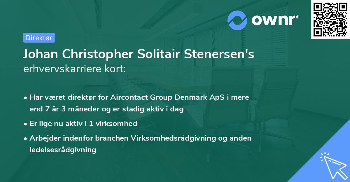Johan Christopher Solitair Stenersen's erhvervskarriere kort
